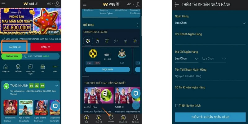 W88 Nạp tiền: Hướng dẫn gửi tiền dành cho hội viên mới 3 Nạp tiền W88 qua hình thức ngân hàng đơn giản chỉ với 4 bước